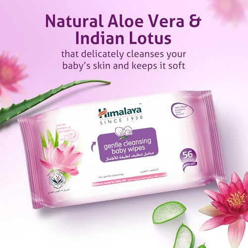 Himalaya Gentle Cleansing Baby Wipes - Alcohol & Paraben Free, 224 Wipes, Aloe Vera & Lotus