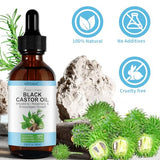NIFEISHI Organic Castor Oil, Pure Natural Jamaican Black Castor Oil Infused with Rosemary, Cold Pressed Glass Bottles, Boost Hair Growth for Thicker, Fuller Hair, Eyelashes & Eyebrows 2.02 fl oz