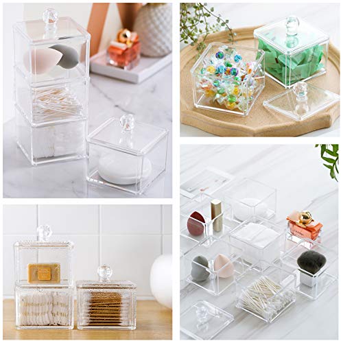 2 Pack Clear Acrylic Hair Accessory Storage Containers with Lids - Stackable Organizer for Hair Ties, Clips, Jewelry