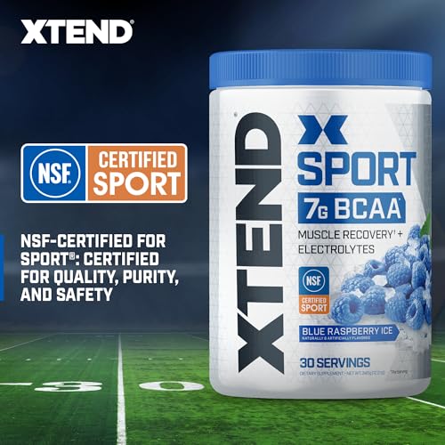 XTEND Sport BCAA & Electrolyte Powder - Recovery & Hydration (Blue Raspberry Ice, 30 Servings)
