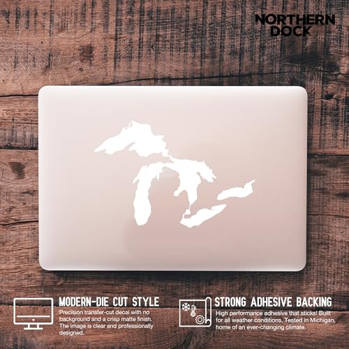 Michigan Great Lakes Vinyl Decal Sticker for Car Window Bumper - 6 Inches Wide White