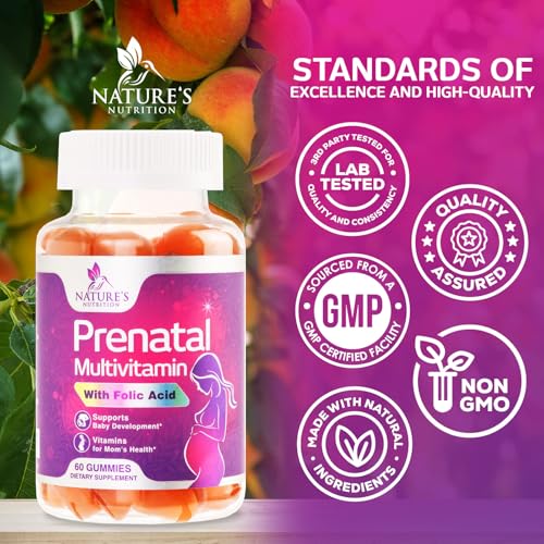 Folic Acid Gummies for Women - Extra Strength Prenatal Multivitamin with EPA & DHA (60 Gummies)