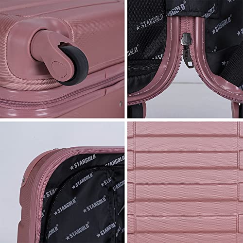 STARGOLD SG-T80 20-Inch Rose Pink Hardside Spinner Luggage with Lock