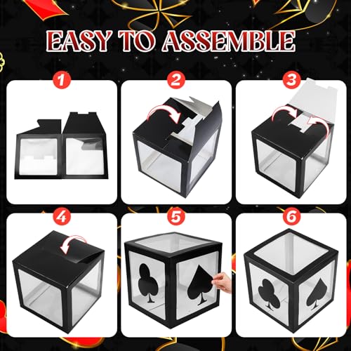 4 Pcs Large Casino Dice Favor Boxes 12 x 12 x 12 Inch - Jumbo Giant Dice Centerpieces for Vegas Theme Party Decorations, Graduation, Prom, Birthday Party Supply