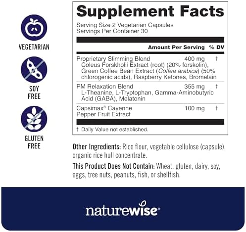 NatureWise, NightTime Slim, For Men and Women, 60 Vegetarian Capsules
