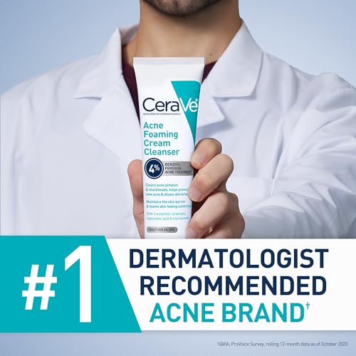 CeraVe Acne Foaming Cream Cleanser, 5 oz, Fragrance-Free & Non-Comedogenic