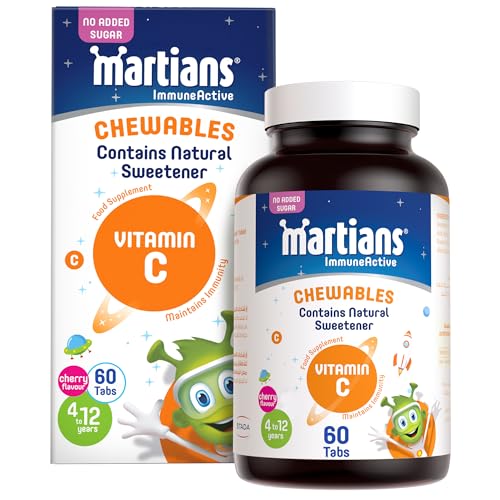 Martians ImmuneActive Kids Vitamin C Chewables - Cherry Flavor 60 Tablets Vegan