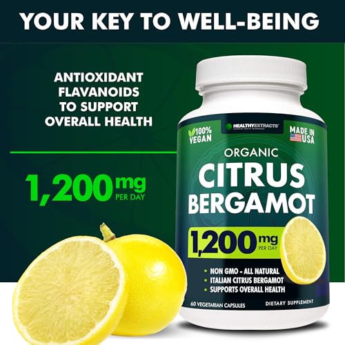 HEALTHYEXTRACTS Bergamot Citrus Extract Supplement - 150:1 Extract, 1200 Mg Per Serving, 80% Polyphenols - High Cholesterol Support - Italian Origin - 60 Capsules