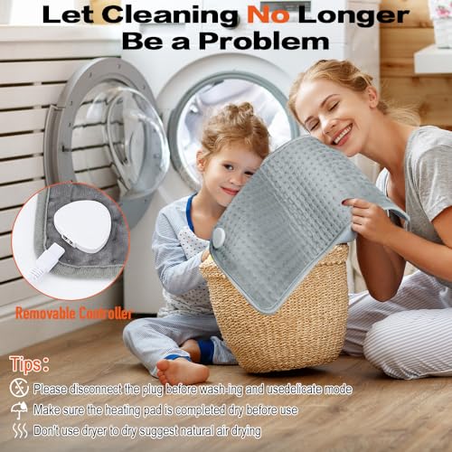 Yakiter Electric Fast Heat Pad for Back & Cramps Relief – 12" x 24"