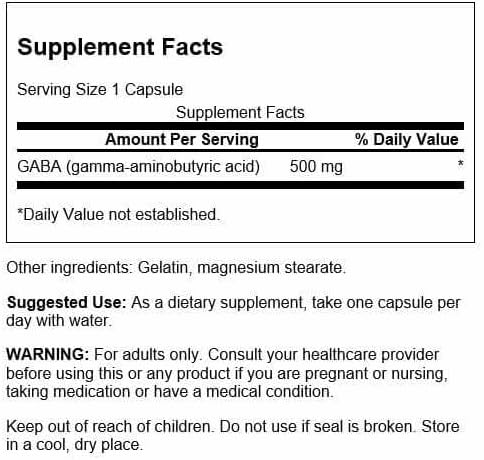 Swanson GABA 500mg: Relax & unwind Naturally (100 Capsules)