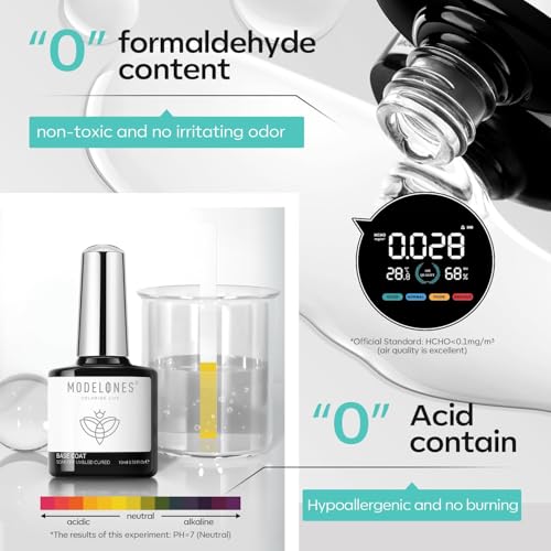 Modelones Nail Dehydrator, Primer, Gel Base & Top Coat Set - Acid-Free