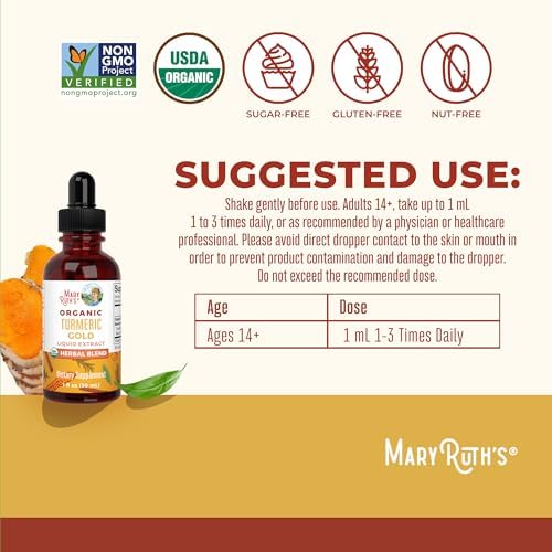MaryRuth Organics Turmeric Gold Liquid Drops: Immune & Digestive Support