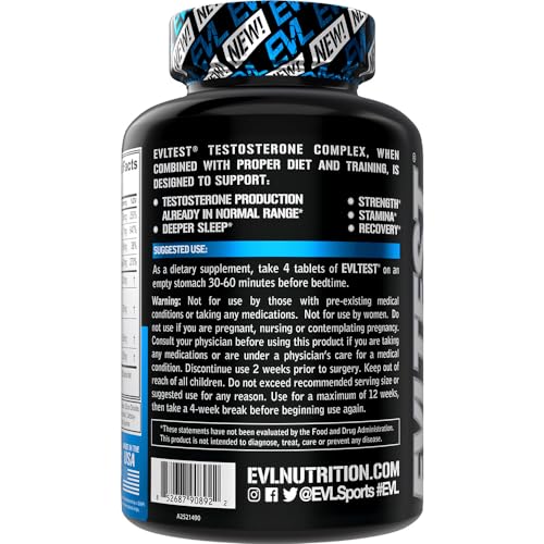 EVLution Nutrition EVLTest Testosterone Support Complex - 120 Tablets | Boost Energy & Vitality