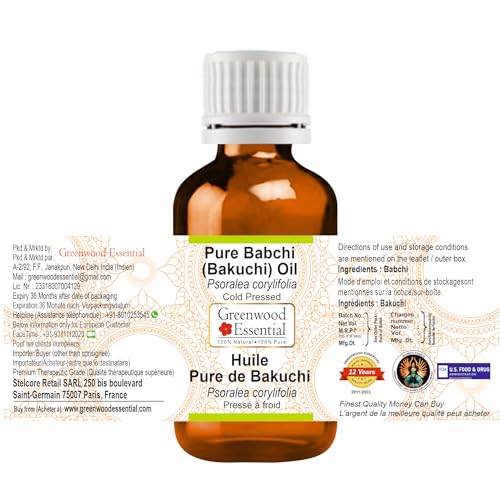 Greenwood Essential Pure Bakuchi Oil (Babchi Oil) - 100% Natural Therapeutic Grade, Cold Pressed for Skin & Personal Care, 15ml