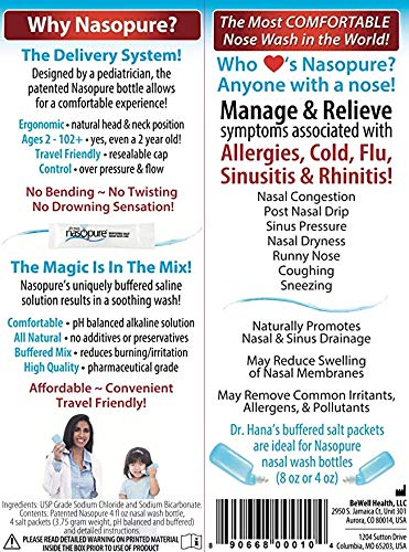 Nasopure Little Sampler Nasal Wash Kit - 4oz Bottle & 4 Saline Packets