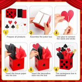 2 Set Casino Theme Party Decorations - 6x6x6 Inch Paper Poker Boxes with Centerpiece Sticks