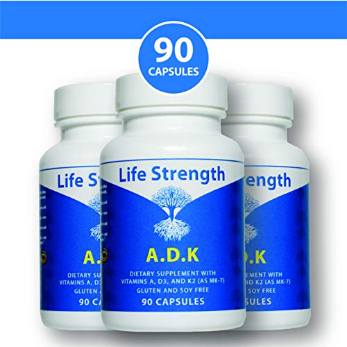 Life Strength ADK - Vitamins A, D3 & K2 (MK7) for Bone, Heart & Immune Support - 90 Capsules