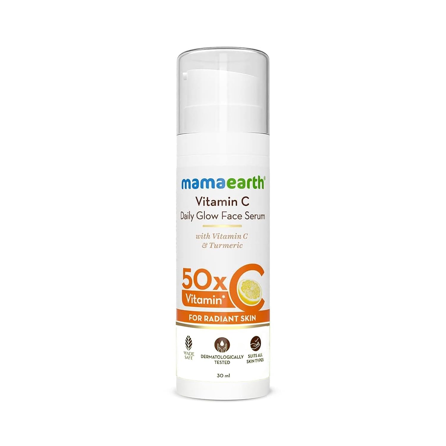Mamaearth Vitamin C Daily Glow Face Serum – 50x Vitamin C & Turmeric for Brightening & Dark Spot Reduction – 30ml