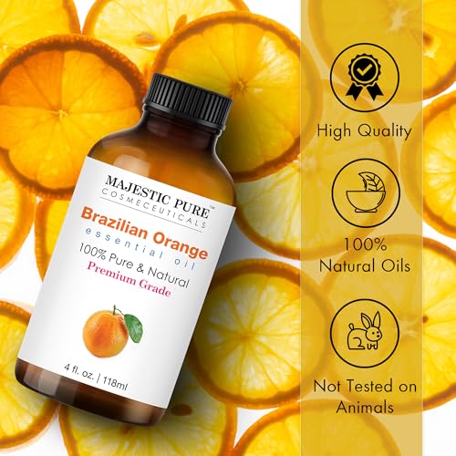 MAJESTIC PURE Brazilian Orange Essential Oil 4 Fl Oz – 100% Pure, Natural, Premium Grade