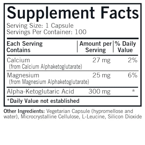 Kirkman Alpha Ketoglutaric Acid 300 mg - 100 Capsules for Energy Metabolism