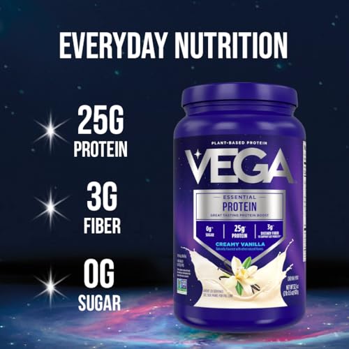 Vega Original Plant-Based Protein Powder - Creamy Vanilla, 32.5 oz for Smoothies & Shakes