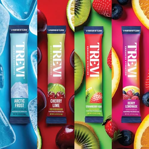 TREVI Sugar Free Electrolytes - Hydrating Drink Powder Packets - 28 Count - Favorite Variety Pack - Cherry Lime, Strawberry Kiwi, Berry Lemonade, Arc