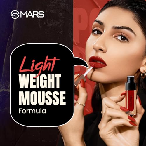 MARS Popstar Drying Liquid Mousse Lipstick - Matte Finish | 12-Hour Wear | Transferproof & Waterproof (03-Chorus Girl) | 6.0 ml