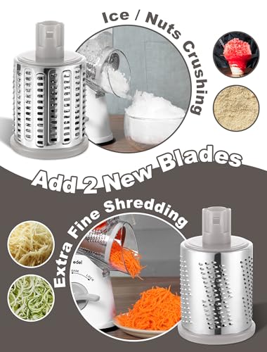 Geedel 5-in-1 Rotary Cheese Grater & Vegetable Shredder with Suction Base