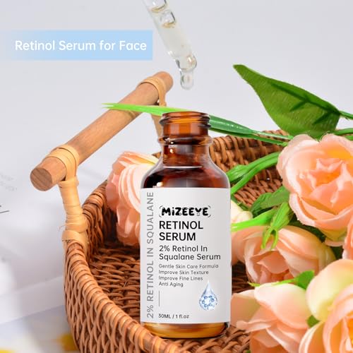 MIZEEYE Retinol 1% in Squalane Serum - Moisturizing Retinol Face Serum for Fine Lines & Acne - 30ML