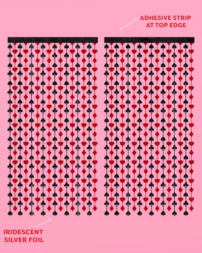 xo, Fetti Red & Black Casino Curtain Set - Poker Theme Party Backdrop for Photo Booths