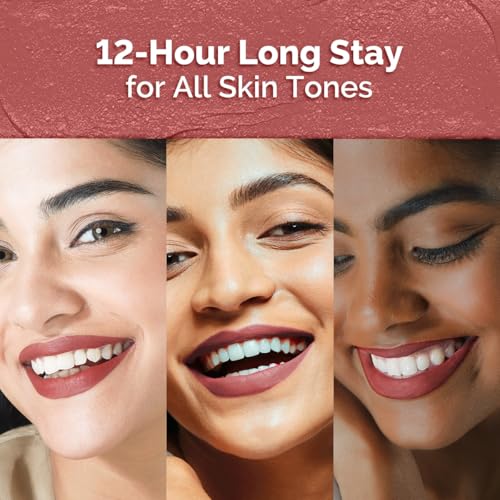 Mamaearth Moisture Matte Long Stay Lipstick - 01 Carnation Nude – 2g | With Avocado Oil & Vitamin E | 12-Hour Stay, Smudge-Proof & Non-Drying