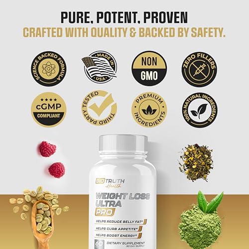 BioTruth Health Weight Loss Ultra | New Weight Loss Formula Pills for Women & Men | Appetite Suppressant Supplement, Fat Burner | 5 Clinically Tested Ingredients | Diet Pills - 60 Capsules