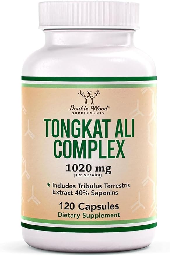 Tongkat Ali Extract 200:1 for Men - 1000mg per Serving, 120 Capsules - Men's Health Support with Tribulus Terrestris - Third Party Tested by Double Wood