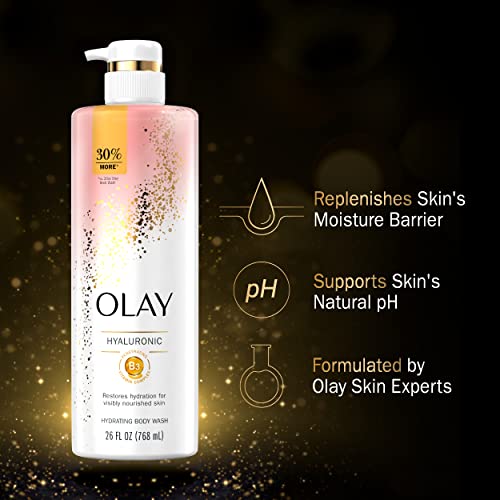 Olay Cleansing & Moisturizing Body Wash with Vitamin B3 & Hyaluronic Acid - 4 Pack (26 fl oz Each)