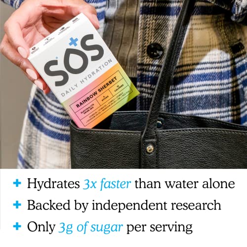 SOS Hydration Electrolyte Powder Drink Mix - Low Sugar | Rapid Rehydration | Keto Friendly | Rainbow Sherbet