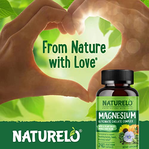 NATURELO Magnesium Glycinate Complex 200mg with Organic Vegetables - 240 Capsules