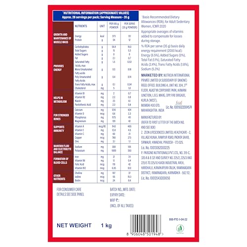 Protinex Rich Chocolate Protein Mix for Adults - 1kg with 25 Vital Nutrients