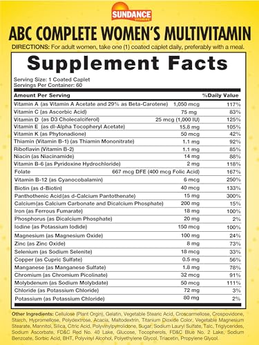 Sundance ABC Complete Women's Multivitamin & Mineral Formula - 60 Coated Caplets