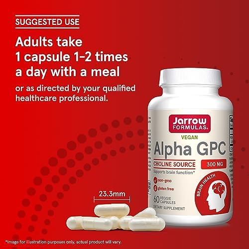 Jarrow Formulas Alpha GPC 300mg - 60 Veggie Caps - Enhanced Brain Function & Cognitive Support
