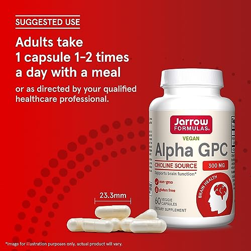 Jarrow Formulas Alpha GPC 300mg - 60 Veggie Caps - Enhanced Brain Function & Cognitive Support