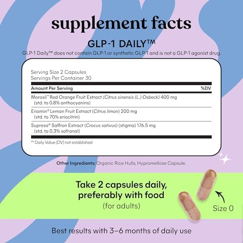 Lemme GLP-1 Daily, Reduce Hunger & Cravings, Boost GLP-1 Production, Support Fat Loss and Weight Management with Clinically Studied Ingredients, 1 Month Supply (60 Capsules)