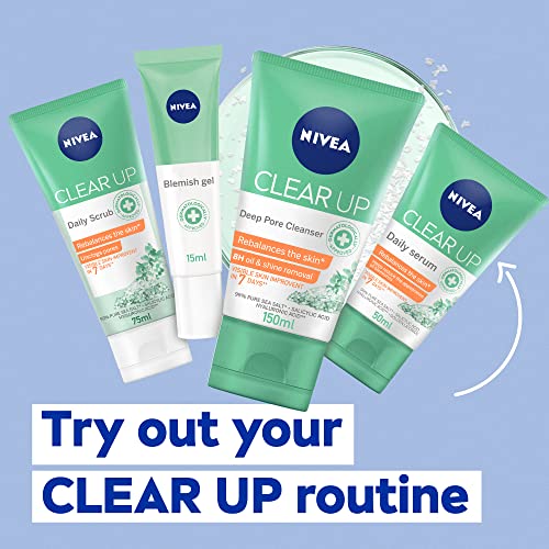 NIVEA Deep Pore Cleanser Face Wash - Clear Up Anti-Acne with Sea Salt, Salicylic & Hyaluronic Acid, 50ml