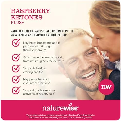 NatureWise Raspberry Ketones Plus - w/ Green Tea Extract, Cayenne Pepper, & Acai Berry - Supports Antioxidant Health, Energy Levels, Weight Goals - Vegan & Gluten-Free - 120 Capsules[120-Day Supply]