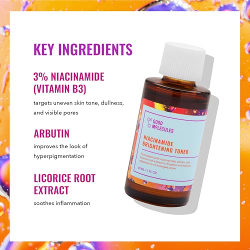 Good Molecules Niacinamide Brightening Toner - Pore Minimizer with Arbutin for Balanced Skin Tone