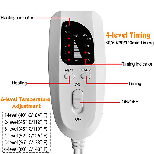 Electric Heating Pad for Muscle Relief - 6 Heat Levels & Auto Shut-Off (Grey)