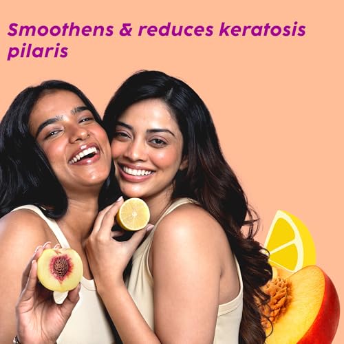 PLIX The Plant Fix Peaches & Lemon Detan Body Scrub (200g) | Bump Eraser for Tan Removal & Even Tone