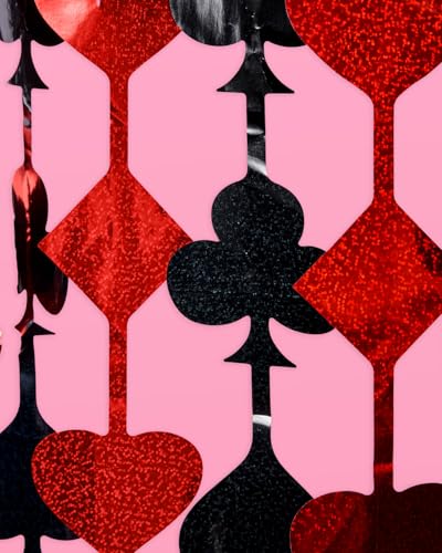 xo, Fetti Red & Black Casino Curtain Set - Poker Theme Party Backdrop for Photo Booths