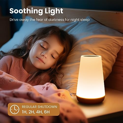 THAUSDAS GKCI Touch Lamp - 5-Level Dimmable Bedside Lamp with USB Charging Port, Warm White & Color Changing RGB for Bedroom, Office, Hallways