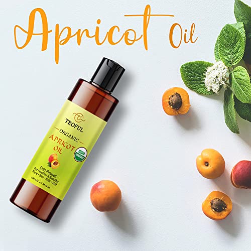 Organic Apricot Kernel Oil 100ml - Cold Pressed Carrier Oil for Skin, Face, Body & Hair Care - Anti-Aging Moisturizer for Normal & Oily Skin