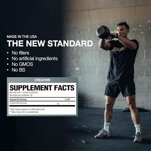 RAW Creatine Monohydrate Powder - Unflavored (30 Servings)
